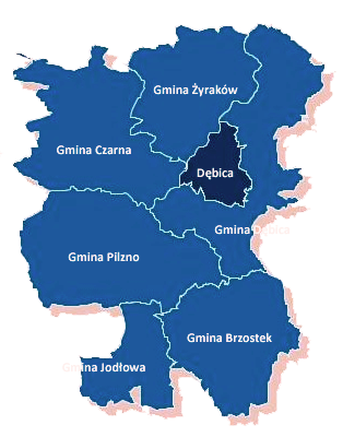 debica miasto mapa Zasięg terytorialny   Urząd Skarbowy w Dębicy